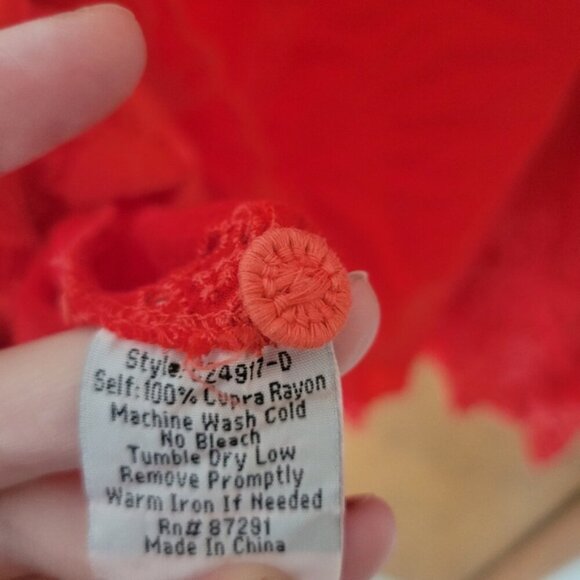 Johnny Was Red Orange Cage Tunic Top Small EUC - Picture 6 of 6